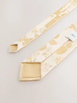 Jaune - Ensemble pochette à cravate et broche