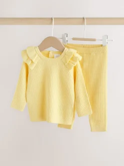 Jaune - Ensemble Pull et Leggings en maille Bébé 2 Pièces (0mois-3ans)