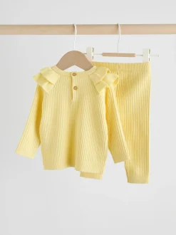Jaune - Ensemble Pull et Leggings en maille Bébé 2 Pièces (0mois-3ans)