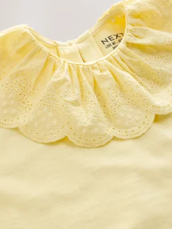 Jaune - Haut à manches courtes avec col brodé (3mois7ans)
