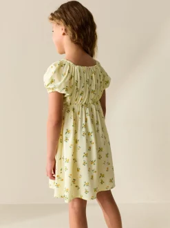 Jaune - Robe à manches courtes (3-16ans)
