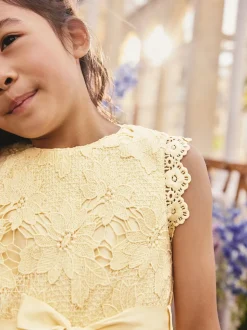 Jaune - Robe occasion en dentelle (3-16ans)