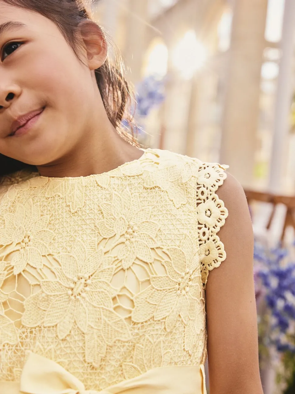 Jaune - Robe occasion en dentelle (3-16ans)