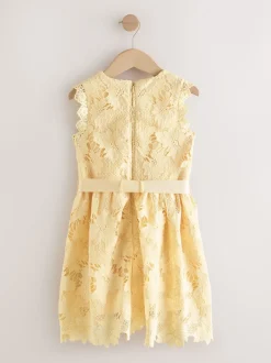 Jaune - Robe occasion en dentelle (3-16ans)