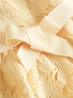Jaune - Robe occasion en dentelle (3-16ans)