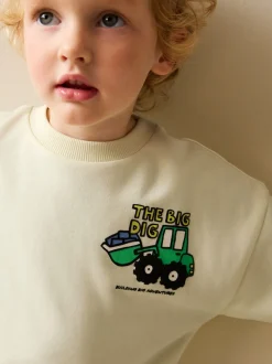 Jaune Buttermilk Digger - Sweat-shirt en jersey à col rond imprimé au dos (3mois7ans)