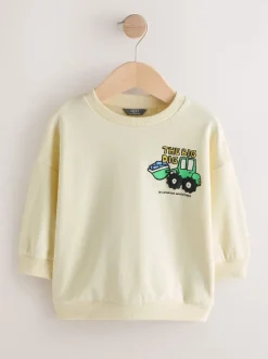 Jaune Buttermilk Digger - Sweat-shirt en jersey à col rond imprimé au dos (3mois7ans)