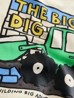 Jaune Buttermilk Digger - Sweat-shirt en jersey à col rond imprimé au dos (3mois7ans)