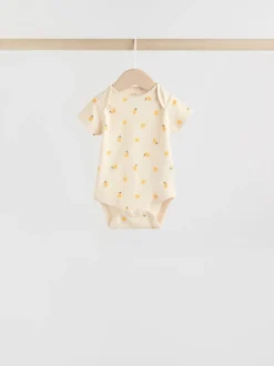 Jaune motif citrons - Lot de 5 bodies bébé à manches courtes