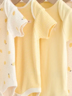 Jaune motif citrons - Lot de 5 bodies bébé à manches courtes