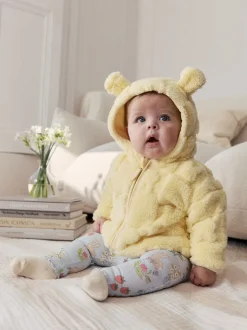 Jaune motif lapin - Veste zippée à capuche en polaire bébé (0mois-2ans)