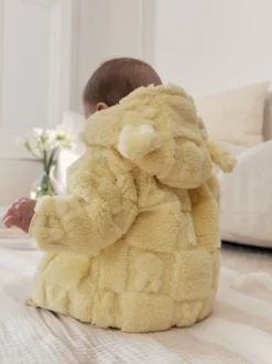 Jaune motif lapin - Veste zippée à capuche en polaire bébé (0mois-2ans)