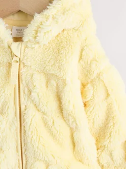 Jaune motif lapin - Veste zippée à capuche en polaire bébé (0mois-2ans)