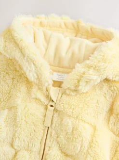 Jaune motif lapin - Veste zippée à capuche en polaire bébé (0mois-2ans)