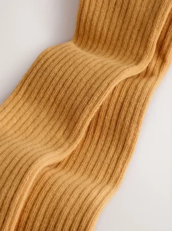 jaune ocre - Collant côtelé en coton majoritaire