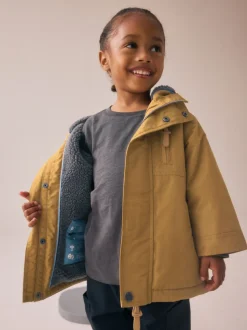 jaune ocre - Parka imperméable doublée de borg (3mois-7ans)