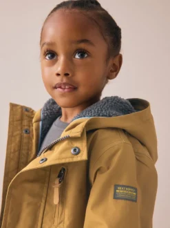 jaune ocre - Parka imperméable doublée de borg (3mois-7ans)