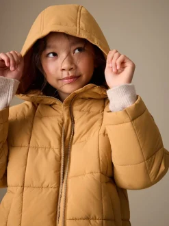 jaune ocre - Shower Resistant Square Quilted Coat (3-16yrs)
