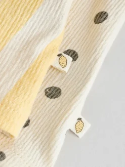 Jaune/Crème Pois/Rayure - Lot de 2 robes à manches courtes pour bébé (0mois à3ans)