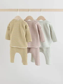 Jaune/rose/bleu - Ensemble 6 pièces hauts et Leggings en jersey Bébé (0mois-2ans)