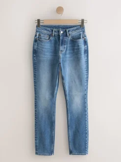 Jean bleu moyen - Jean ajusté extensible taille milieu Hourglass