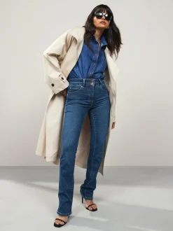 Jean bleu moyen - Jean slim boot cut réhaussant