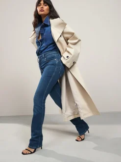 Jean bleu moyen - Jean slim boot cut réhaussant