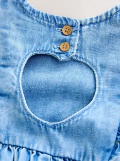 Jean bleu moyen - Robe à manches volantées (3mois8ans)