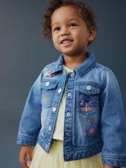 Jean bleu moyen - Veste western brodée licorne (3mois-7ans)
