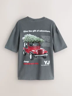 Jeep grise - T-shirt imprimé graphique de Noël