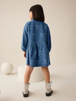 Jena bleu - Robe chemise à nœud en diamant (3-16ans)
