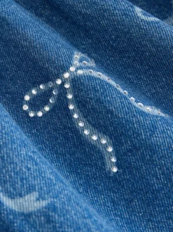 Jena bleu - Robe chemise à nœud en diamant (3-16ans)