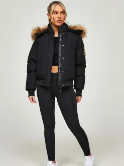Jet Black - Veste Zavetti Canada Olivia Bomber 100% coton pour femme