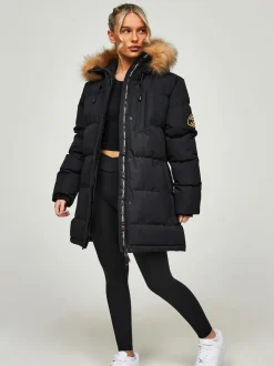 Jet Black - Zavetti Canada Womens Goshawa Puffer Parka Veste