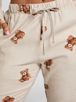 Jogging Hunkemoller gris en flanelle ours droit