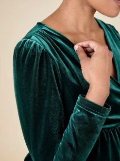 Jojo Maman Bébé Velvet Col en V Robe cache-cœur de maternité et d’allaitement