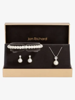 Jon Richard Crystal Pearl Trio Set - Livré dans un coffret cadeau.