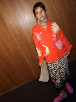 Jupe mi-longue Never Fully Dressed en dentelle imprimé léopard Maeva