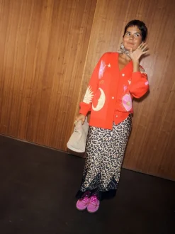 Jupe mi-longue Never Fully Dressed en dentelle imprimé léopard Maeva