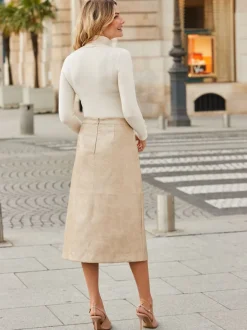 Jupe Sosandar en similicuir imprimé croco