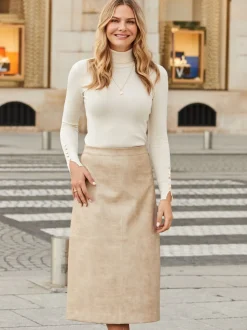 Jupe Sosandar en similicuir imprimé croco