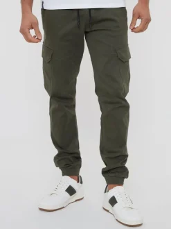 kaki - Pantalon cargo Threadbare style jogger en coton stretch