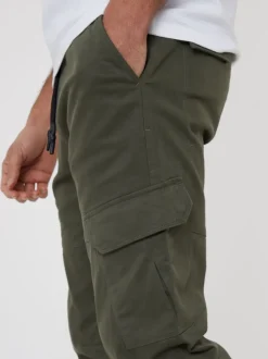 kaki - Pantalon cargo Threadbare style jogger en coton stretch