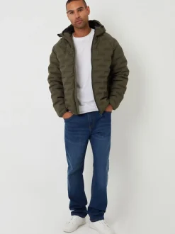 kaki - Veste matelassée Threadbare à capuche