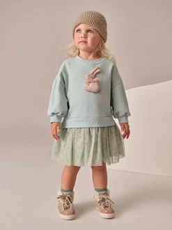 Lapin bleu - Robe de soirée en sweat (3 mois-7 ans)