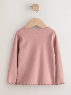 Lapin rose - Haut côtelé brodé à manches longues (3mois-7ans)