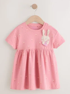 Lapin rose - Robe d’été en jersey (3mois à7ans)