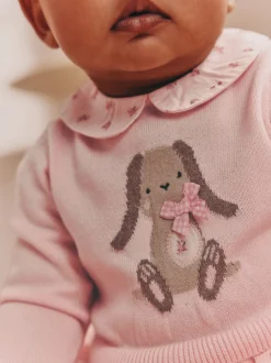 Lapin rose - Robe Twofer en maille bébé (0mois-2ans)
