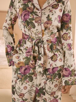 Laura Ashley pyjama boutonné en satin Uffington Roses