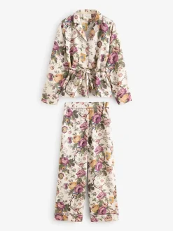 Laura Ashley pyjama boutonné en satin Uffington Roses